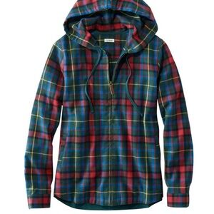 Women’s scotch plaid flannel shirt, relaxed zip hoodie